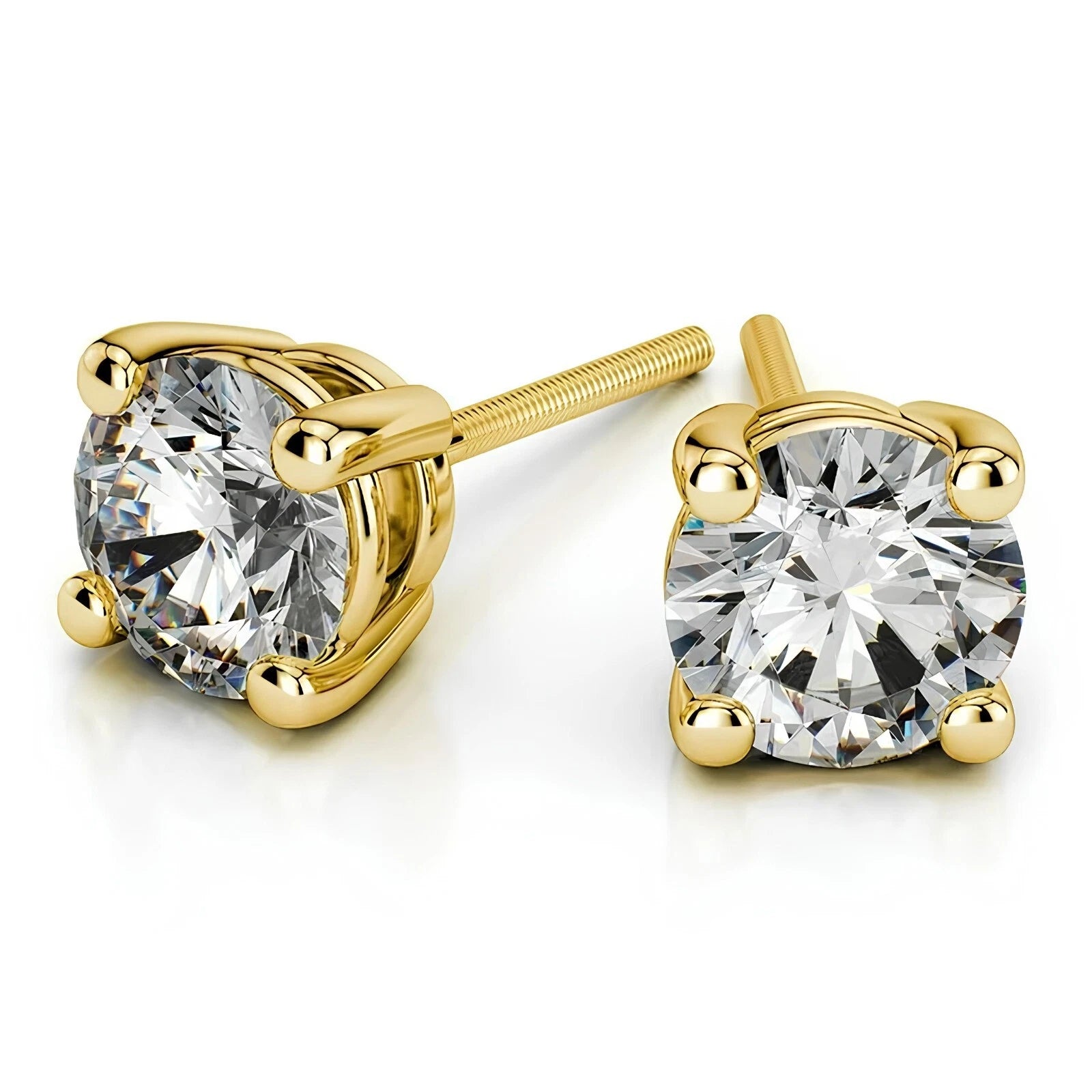 1.00 CT Certified VS/SI Lab Grown Diamond Stud Earrings 925 Sterling Silver With Vermeil Gold